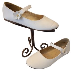 Pandaninjia Shoes White Girls Leather Mary Janes With Flower Sz 6